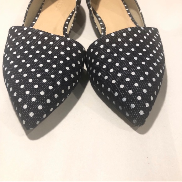 J.Crew "Sloan" D'Orsay polka dot denim flats 7 M - Picture 7 of 8